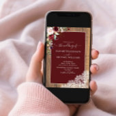 Burgundy Blush Botanical Wood Script Photo Weddens Kaart