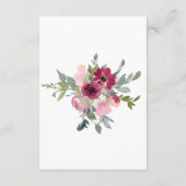 Burgundy & Blush bouquet Weddenschap Details Informatiekaartje (Achterkant)