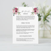 Burgundy & Blush bouquet Wedding Details Enclosure Informatiekaartje (Staand voorkant)