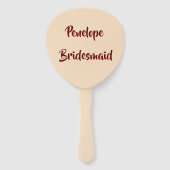 Burgundy Blush Bride's Fan Club Bridesmaid Name Handwaaier (Achterkant)