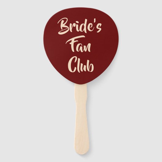 Burgundy Blush Bride's Fan Club Bridesmaid Name Handwaaier (Voorkant)