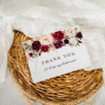 burgundy blush bridesmaid bedankt je kaartje uitnodiging briefkaart<br><div class="desc">Dit ontwerp is voorzien van glanzende en bloemen op een witte achtergrond. De tekst en de kleuren op dit ontwerp kunnen worden uitgegeven</div>