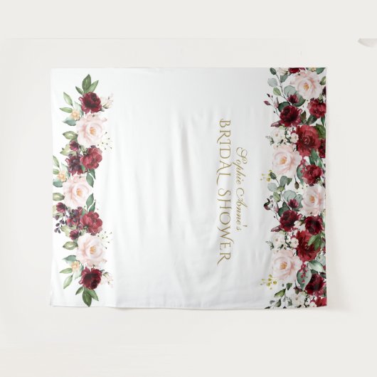 Burgundy Blush Bruiloft Feest Fotohokje Achtergron Wandkleed (Voorkant (horizontaal))