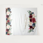 Burgundy Blush Bruiloft Foto Booth Achtergrond Wandkleed (Voorkant (horizontaal))