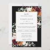 Burgundy Blush Burnt Oranje Ivory Floral Wedding Kaart (Voorkant)