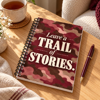 Burgundy Blush Camo Laat een spoor van verhalen ac Notitieboek