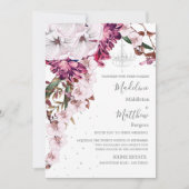 Burgundy Blush Chandelier Floral Elegant Wedding Kaart (Voorkant)