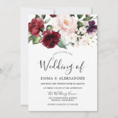 Burgundy Blush Cream Floral Waterverf Weddenschap Kaart (Voorkant)