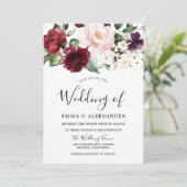 Burgundy Blush Cream Floral Waterverf Weddenschap Kaart (Staand voorkant)