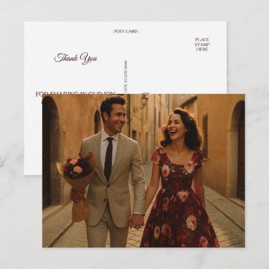 Burgundy Blush Dank je wel Briefkaart (Voorkant / Achterkant)