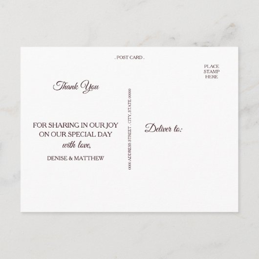 Burgundy Blush Dank je wel Briefkaart (Achterkant)