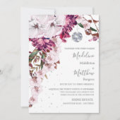 Burgundy Blush Disco Floral Gold Elegant Wedding Kaart (Voorkant)