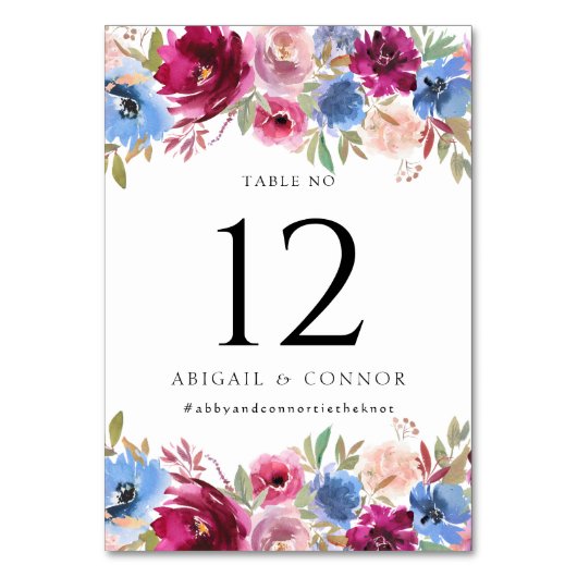 Burgundy Blush Dusty Blue Elegant Floral Kaart (Voorkant)