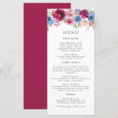 Burgundy Blush Dusty Blue Elegant Floral Menu (Voorkant / Achterkant)