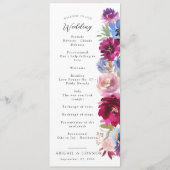 Burgundy Blush Dusty Blue Elegant Floral Programmakaart (Voorkant)