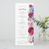 Burgundy Blush Dusty Blue Elegant Floral Programmakaart (Staand voorkant)