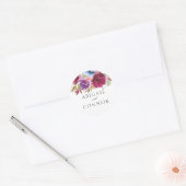 Burgundy Blush Dusty Blue Elegant Floral Ronde Sticker (Envelop)