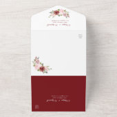 Burgundy Blush Dusty Pink Floral Wedding All In One Uitnodiging (Buitenkant)