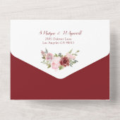 Burgundy Blush Dusty Pink Floral Wedding All In One Uitnodiging (Achterkant)