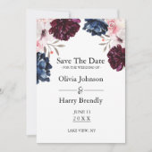 Burgundy Blush Elegant Floral Save the Date (Voorkant)