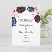 Burgundy Blush Elegant Floral Save the Date (Staand voorkant)
