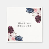 Burgundy Blush Elegant Floral Wedding Servet (Voorkant)