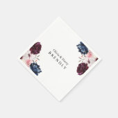 Burgundy Blush Elegant Floral Wedding Servet (Hoek)