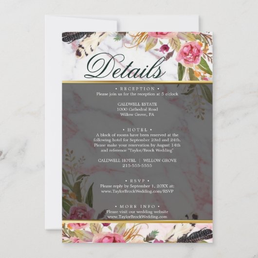 Burgundy Blush Elegant Vellum Wedding Invitation Kaart (Achterkant)