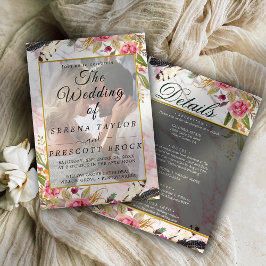 Burgundy Blush Elegant Vellum Wedding Invitation Kaart