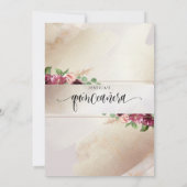 Burgundy, Blush en Champagne Floral Quinceañera Kaart (Achterkant)