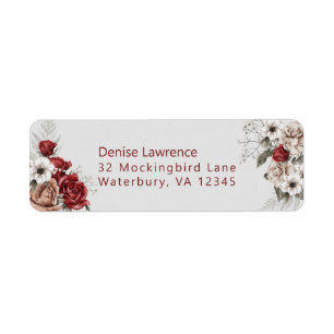 Burgundy Blush en White Roses Weddenschap Label