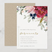 Burgundy Blush Flora Godouders Voorstel Uitnodigen Bedankkaart (Voorkant / Achterkant)