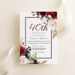 Burgundy Blush Floral 40th Wedding Jubileum Kaart<br><div class="desc">Burgundy Blush Floral 40th Wedding Jubileum Uitnodiging Zie passend collectie in Niche en nestwinkel</div>