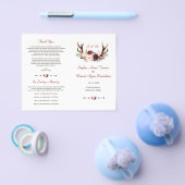 Burgundy Blush Floral Antlers Weddenschap Flyer (Enkel)