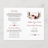 Burgundy Blush Floral Antlers Weddenschap Flyer (Voorkant)