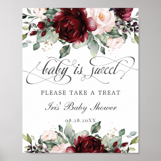Burgundy Blush Floral Baby is lekker Poster (Voorkant)
