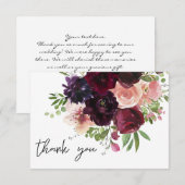 Burgundy & Blush Floral Bedankkaart (Voorkant / Achterkant)