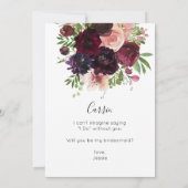 Burgundy & Blush Floral ben je mijn Bridesmaid? Kaart (Achterkant)