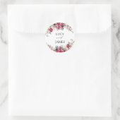 Burgundy Blush floral bouquet Weddenschap Ronde Sticker (Tas)