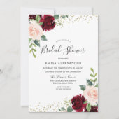 Burgundy Blush Floral Bridal Shower Kaart (Voorkant)