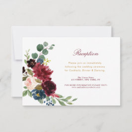 burgundy blush floral bruiloft RSVP kaartje