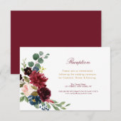 burgundy blush floral bruiloft RSVP kaartje (Voorkant / Achterkant)