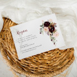 burgundy blush floral bruiloft RSVP kaartje<br><div class="desc">Een trouwreceptiekaart met waterverf wogundy en bloemen,  je kunt de tekst en kleur personaliseren om je eigen trouwthema aan te passen.</div>