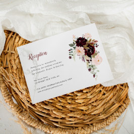 burgundy blush floral bruiloft RSVP kaartje