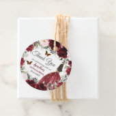 Burgundy Blush Floral Butterflies Crown Princess Bedankjes Labels (In situ)