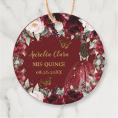 Burgundy Blush Floral Butterflies Crown Princess Bedankjes Labels (Achterkant)