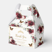 Burgundy Blush Floral Butterflies Gold Tiara Bedankdoosjes (Achterkant)