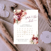 Burgundy & Blush Floral Calendar Save The Date