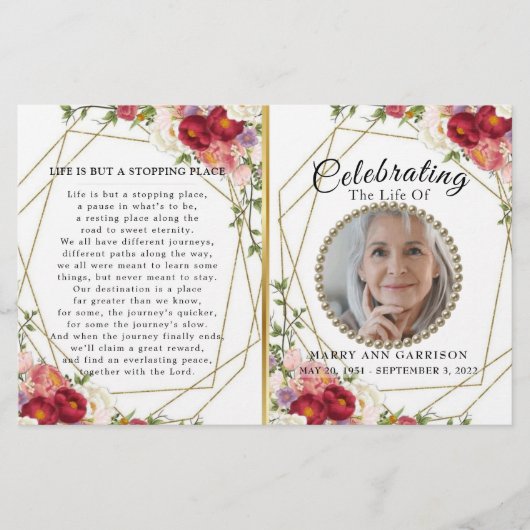 Burgundy Blush Floral Celebration Program (Voorkant)