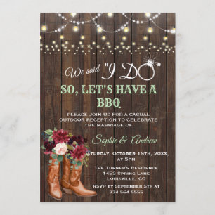 Burgundy Blush Floral Cowboy Boots, na I DO BBQ Kaart